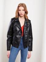 Veste perfecto en similicuir - Vert Sauge / Noir / Rose Poudré