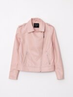 Veste perfecto en similicuir - Vert Sauge / Noir / Rose Poudré - Image 5