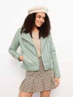 Veste perfecto en similicuir - Vert Sauge / Noir / Rose Poudré - Image 7