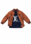 Ensemble 2 pièces veste Teddy universitaire et t-shirt à logo - Marron / Bleu Marine / Beige
