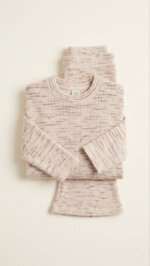Ensemble 2 pièces en maille côtelée chine - Pull et pantalon évasé - Image 2