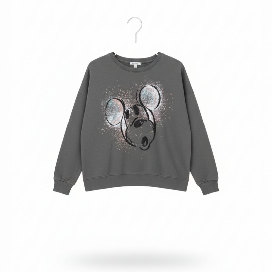 IMAGE 2026-08-16 10:28:43 Sweat-shirt Mickey Mouse Disney - Imprimé Pailleté / Graphique Effet Spray - Image 1