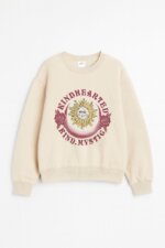 Sweat-shirt col rond imprimé vintage - Slogan & Motifs Solaires (Gris, Crème ou Vert) - Image 3