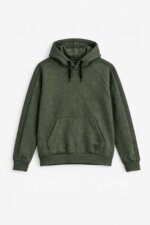 Sweat à capuche enfant vert kaki chiné - Style Sportswear & Poche Kangourou