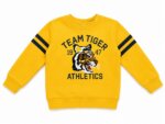 Sweat-shirt enfant "Team Tiger Athletics" - Rayures style Varsity (Gris ou Jaune Moutarde) - Image 3