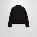 Veste style perfecto enfant en molleton - Fermeture zippée asymétrique (Noir ou Coral / Rose) - Image 4