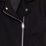 Veste style perfecto enfant en molleton - Fermeture zippée asymétrique (Noir ou Coral / Rose) - Image 5