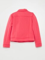 Veste style perfecto enfant en molleton - Fermeture zippée asymétrique (Noir ou Coral / Rose) - Image 6