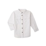 Surchemise / Chemise à carreaux enfant - Coupe Surchemise & Poches Poitrine (Écru uni ou Carreaux Beige/Beige rosé) - Image 4