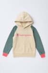 Sweat à capuche enfant Champion - Style Color-Block Raglan (Écru, Vert Sauge & Rose)