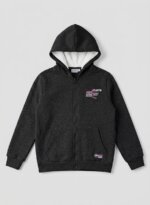 Veste à capuche zippée enfant en molleton doublé - Effet Chiné (Gris Clair ou Anthracite) - Image 3