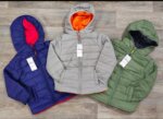 Doudoune Matelassée à Capuche Enfant - Doublure Contrastée (Bleu Marine, Gris ou Vert Olive)