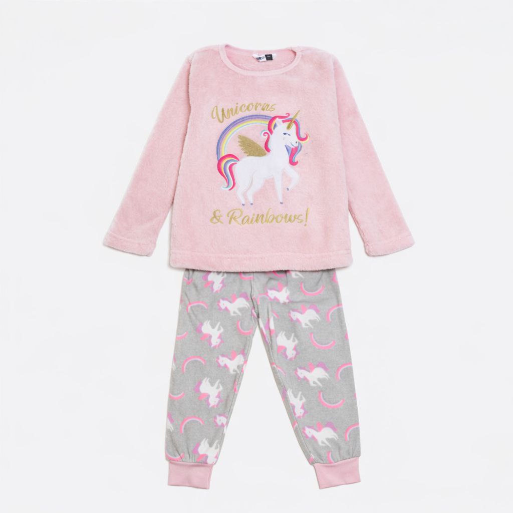 IMAGE 2026-08-20 12:28:22 Pyjama Enfant Pepco - Licorne & Arc-en-Ciel en Pyjama Polar Doudou (Rose & Gris) - Image 1