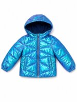 Doudoune Matelassée à Capuche Enfant - Effet Métallisé / Irisé (Bleu Turquoise) - Image 3