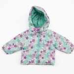 Manteau à Capuche Bébé Fille - Doudoune Motif Étoiles (Violet, Turquoise & Blanc)