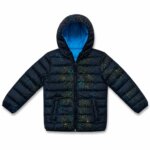 Doudoune Matelassée à Capuche Enfant - Motif Taches de Peinture / Effet Galaxie (Bleu Marine & Doublure Bleu Roi) - Image 4