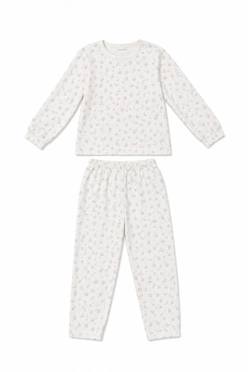 IMAGE 2026-08-20 15:37:14 Ensemble Pyjama Enfant Deux Pièces - Coton Doux à Motif Petites Fleurs (Gris Clair / Blanc) - Image 1