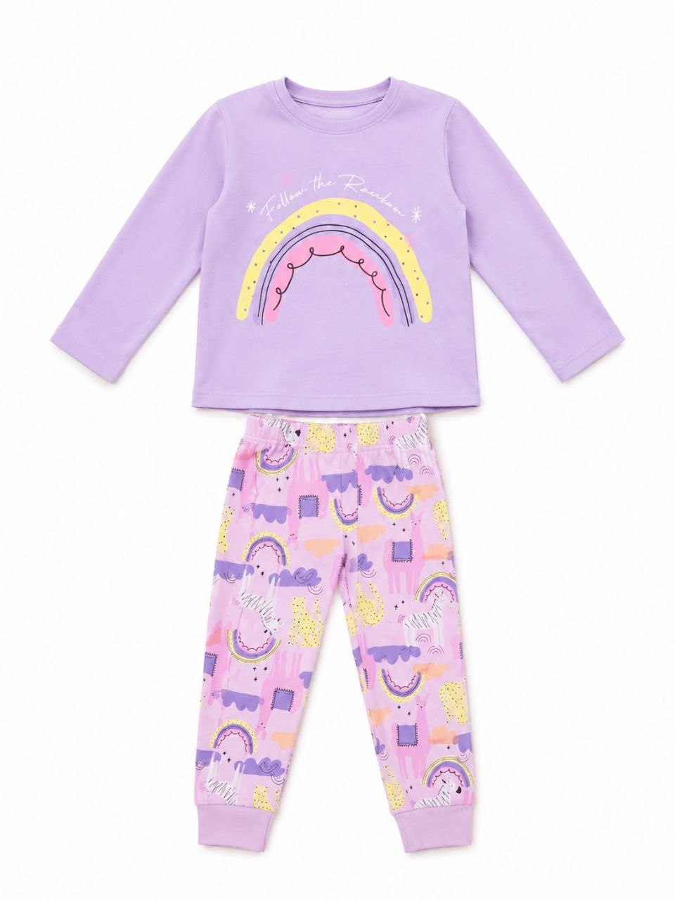 IMAGE 2026-08-20 15:55:13 Ensemble Pyjama Fille 2 Pièces - Coton Soft & Motifs Fantaisie (Lama, Papillon, Lapin ou Léopard) - Image 1