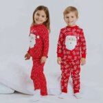 Pyjama de Noël Enfant 2 Pièces - Imprimé Étoiles & Motif Père Noël (Rouge Festive) - Image 3
