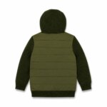 Veste Hybride Bimatière Enfant à Capuche - Sweat & Bodywarmer Matelassé (Vert Olive / Kaki) - Image 3