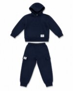 Ensemble Survêtement Enfant 2 Pièces - Sweat à Capuche & Jogging Molletonné (Noir ou Bleu Marine)