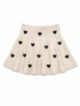 Jupe Évasée Fille - Motif Cœurs Imprimés (Beige / Crème)