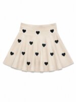 Jupe Évasée Fille - Motif Cœurs Imprimés (Beige / Crème)