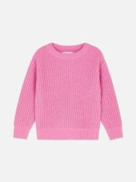 Pull Fille en Tricot Côtelé Rose - Maille Moelleuse & Col Rond