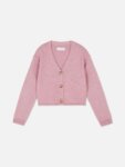 Gilet Fille en Tricot Boutonné - Maille Douce & Coupe Décontractée (Rose Bonbon ou Rose Poudré)