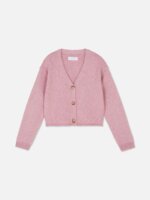 Gilet Fille en Tricot Boutonné - Maille Douce & Coupe Décontractée (Rose Bonbon ou Rose Poudré)
