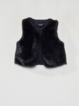 Gilet Sans Manches Bébé Fille en Fausse Fourrure - Doublure Imprimée Pois (Blanc Écru ou Noir)