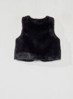 Gilet Sans Manches Bébé Fille en Fausse Fourrure - Doublure Imprimée Pois (Blanc Écru ou Noir) - Image 4