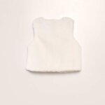 Gilet Sans Manches Bébé Fille en Fausse Fourrure - Doublure Imprimée Pois (Blanc Écru ou Noir) - Image 6