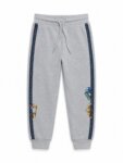 Pantalon Jogging Garçon Gris Chine - Bandes Latérales Route & Imprimé Engins de Chantie