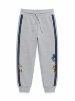 Pantalon Jogging Garçon Gris Chine - Bandes Latérales Route & Imprimé Engins de Chantie