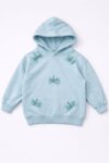 Sweat à Capuche Fille Bleu Ciel - Appliqués Papillons en Tulle 3D