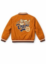 Ensemble Garçon 2 Pièces Style Teddy Varsity - Veste Teddy & T-Shirt "Let's Dance" (Marron Caramel / Bleu Canard) - Image 4