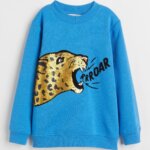 Sweat Garçon Col Rond - Imprimés Tendance & Sequins (Star Wars Gris / Léopard Bleu)