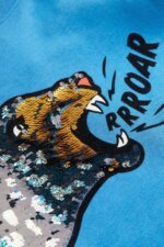 Sweat Garçon Col Rond - Imprimés Tendance & Sequins (Star Wars Gris / Léopard Bleu) - Image 5