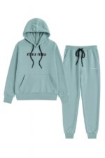 Ensemble Fille  2 Pièces Miu Miu - Sweat à Capuche & Pantalon de Jogging (Bleu Vert, Rose, - Image 2