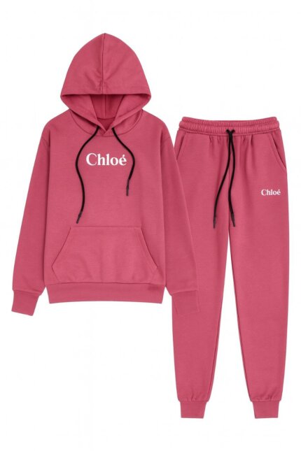 Ensemble 2 Pièces Chloé - Sweat à Capuche & Pantalon de Jogging (Rose Poudre, Bleu Ciel, Vieux Rose)