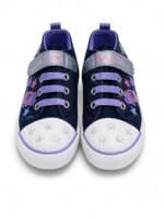 Baskets Basses Fille Airwalk à Scratch & Lacets - Motifs Étoiles et Cœurs Pailletés (Bleu Marine / Violet) - Image 3
