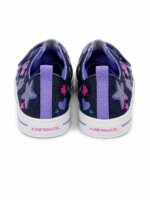 Baskets Basses Fille Airwalk à Scratch & Lacets - Motifs Étoiles et Cœurs Pailletés (Bleu Marine / Violet) - Image 4