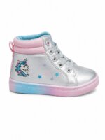 Baskets Montantes Fille Argentées - Motif Licorne & Semelle Dégradée (Rose / Bleu) - Image 4