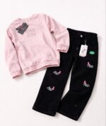 Ensemble Fille 2 Pièces Sweat Miu Miu Strass & Pantalon Cargo à Poches Plaquées - Image 2