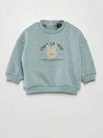 Sweat-shirt Bébé Kiabi à Col Rond - Motif Lapin "Farm Campus" (Bleu Sauge)