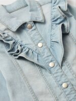Veste en Jean Fille à Volants - Denim Bleu Clair Délavé - Image 3