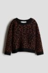 Pull en Maille Fille H&M - Imprimé Léopard & Bord-Côte Noir
