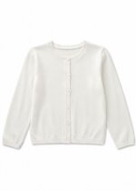 Gilet Fille en Maille Fine à Boutons - Blanc Cassé / Écru
