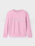Sweat-shirt Fille Name It à Col Rond - Inscription "FINE" en Strass (Rose Poudre)